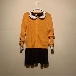 Set: porka polo dress+ orange cardigan